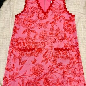 Floral Pink and Red Sleeveless Dress